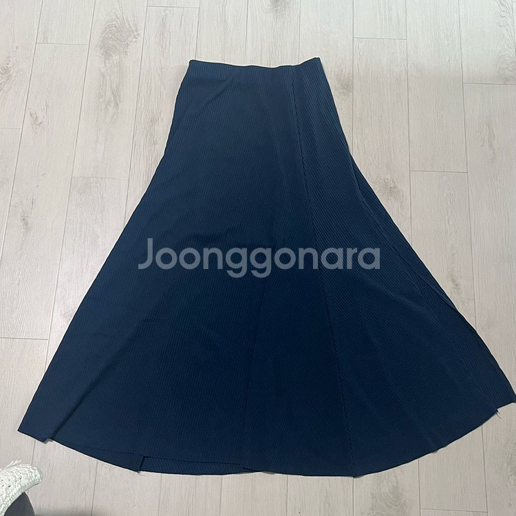 남색 롱 스커트 치마 트임 A라인 골지 빈티지 에이블리--0