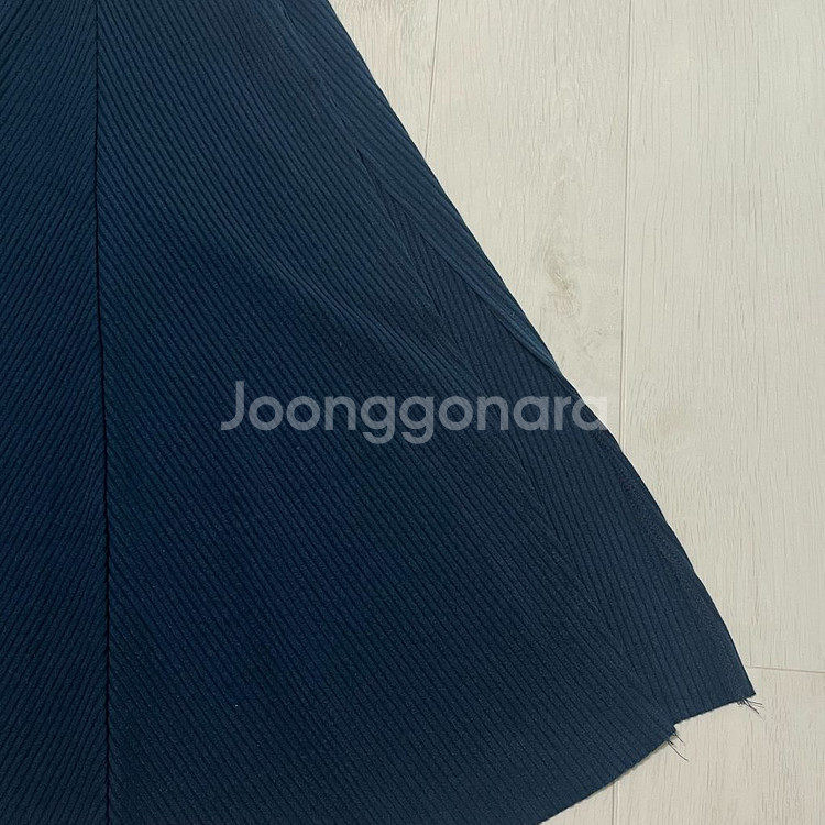 남색 롱 스커트 치마 트임 A라인 골지 빈티지 에이블리--1