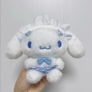 택포)산리오 시나모롤 체크 깅엄 마스코트 인형 키링