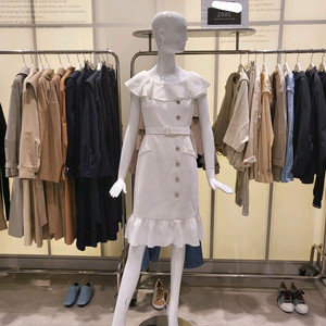 쥬크 머메이드 프릴 벨트 원피스 아이보리