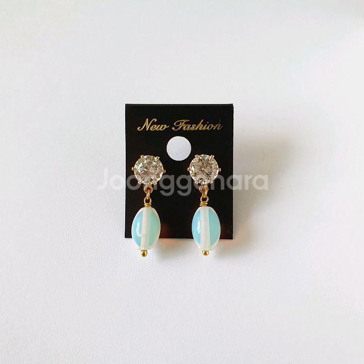 오벌 큐빅 귀걸이 / 패션 이어링--3