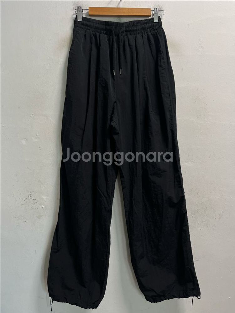 34 블랙 나일론 벌룬 밴딩 와이드팬츠 바지--0