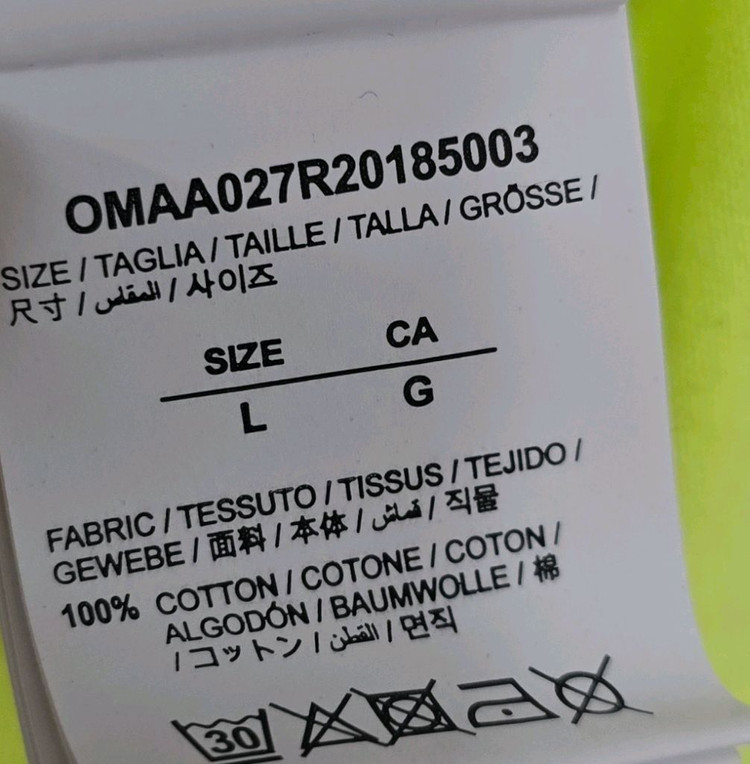 오프화이트 3D 로고 네온 반팔 티셔츠 L사이즈 105 이미지