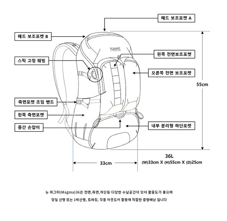 써미트 뉴 마그마 36L 등산 트레킹 백팩--3