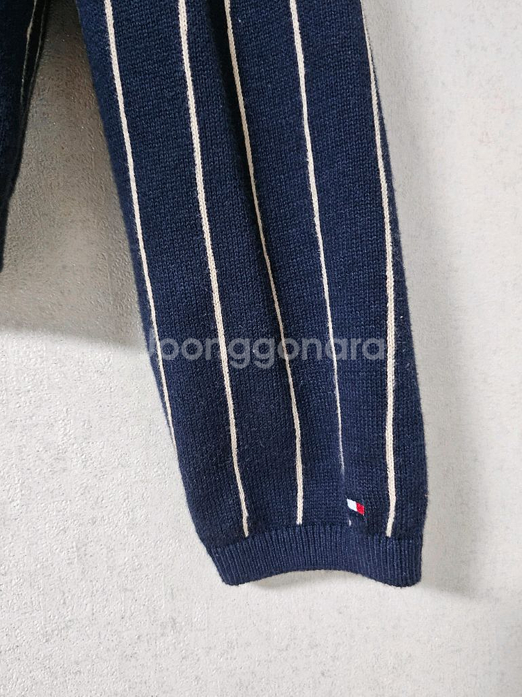 타미힐피거여성 라운드넥 네이비 스트라이프 여성가디건--6