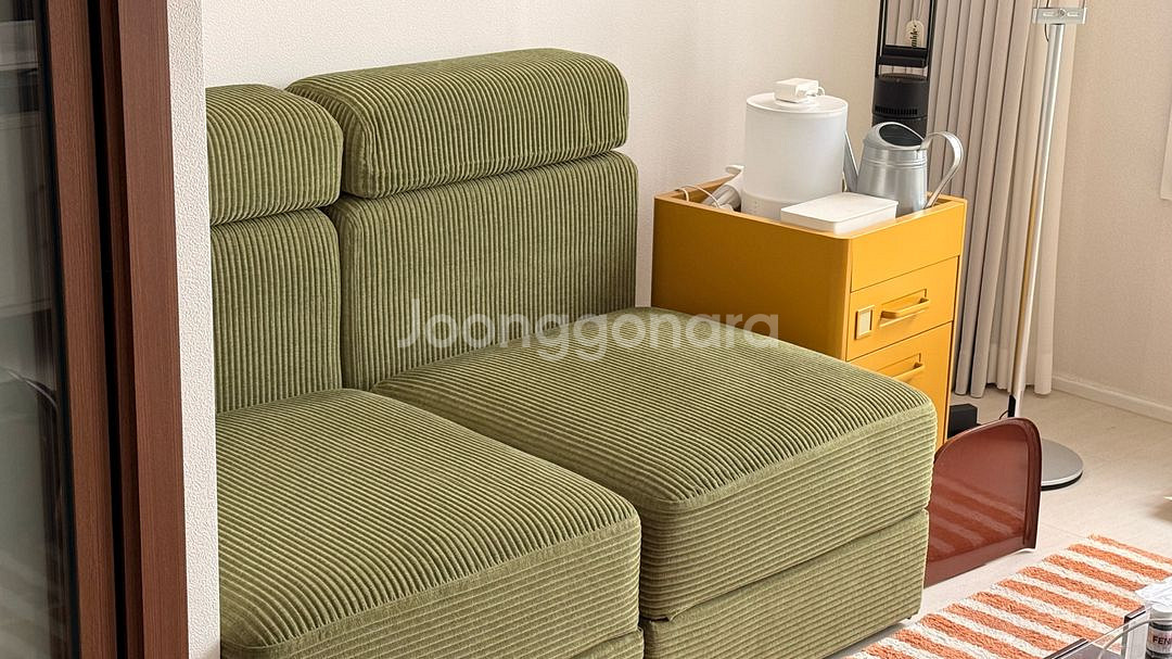 예테보 코듀로이 패브릭 소파 올리브 색상--3