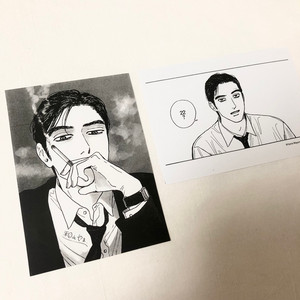 가라오케가자 쿄지 타바코 일러스트 엽서 2종 특전 종이