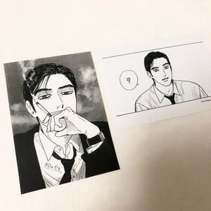 가라오케가자 쿄지 타바코 일러스트 엽서 2종 특전 종이