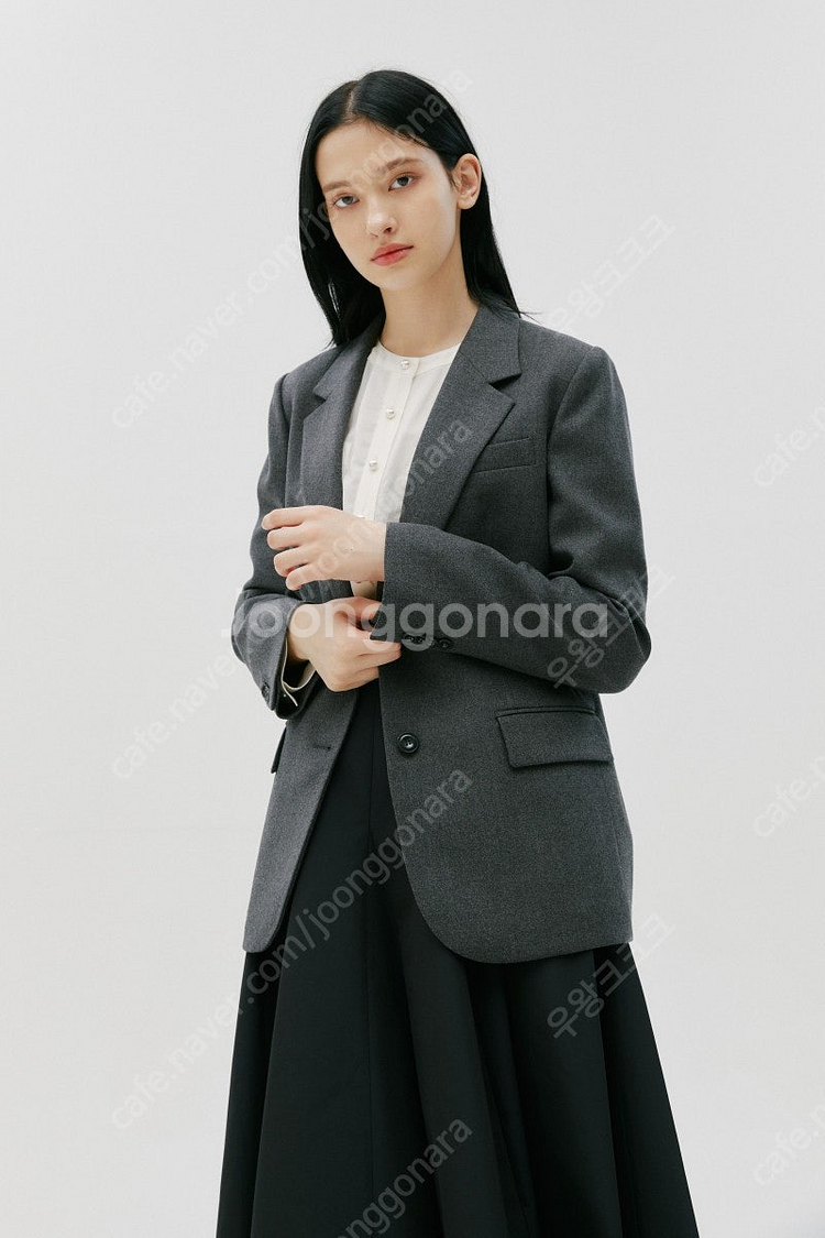 질스튜어트뉴욕 블랙 단색 울혼방 자켓 (블랙 색상)--0