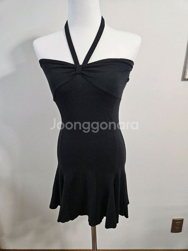 새상품)블랙 홀터넥 미니 원피스 스몰 55사이즈--2