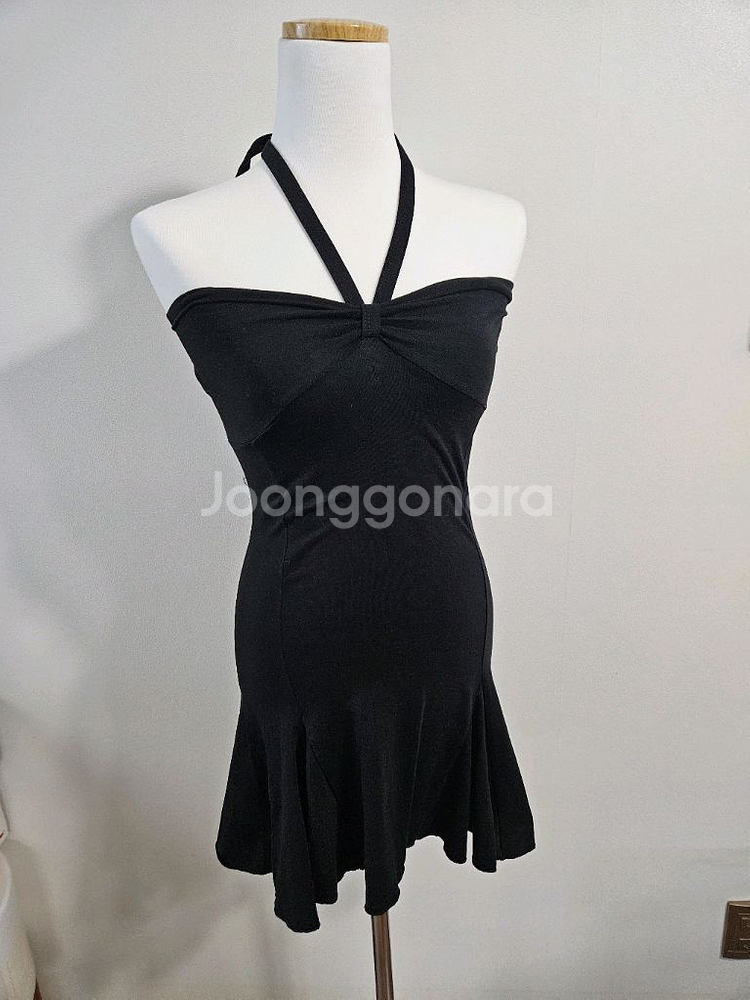 새상품)블랙 홀터넥 미니 원피스 스몰 55사이즈--0