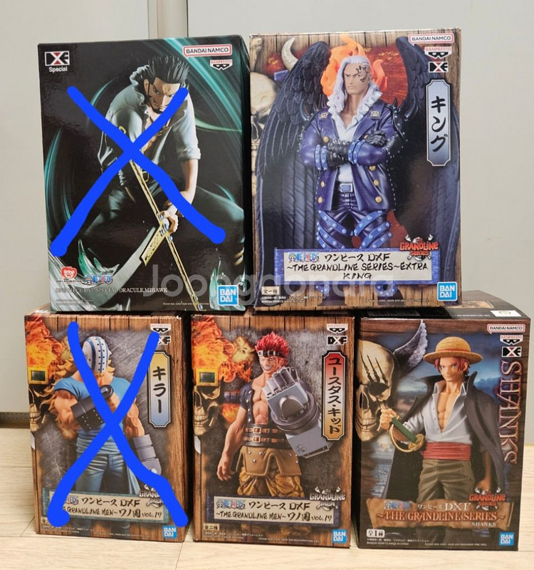 원피스 피규어 반프 DXF 그랜드라인 킹 키드 샹크스--0