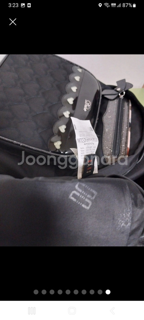 여아 닥스 하트 퀼팅 책가방+보조가방 (신발주머니)--9