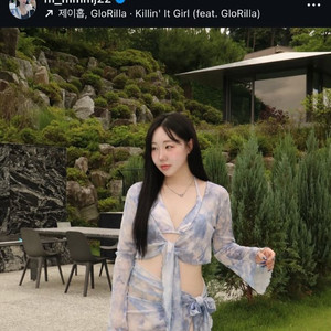 새상품) 하비언니 물나염 비키니+커버업 세트