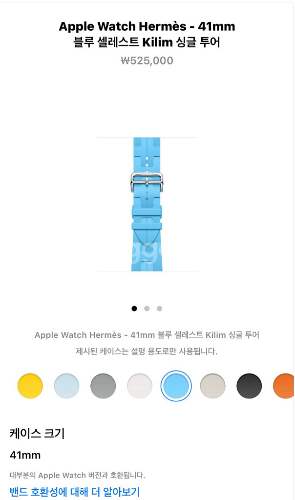 애플워치 에르메스41mm 블루셀레스트 킬림 싱글투어--0