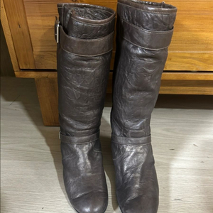 다크 브라운 가죽 롱 부츠