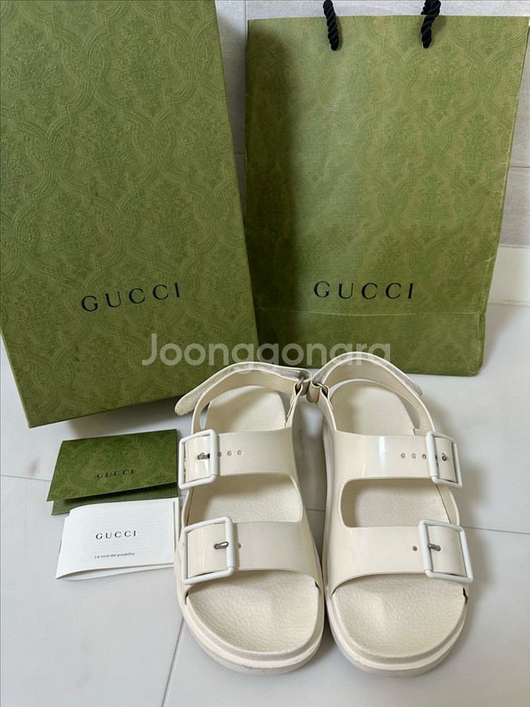 구찌 미니 더블 G 샌들 오프화이트 러버 235~240--0