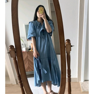 시스템 데님 프릴원피스 가격내림