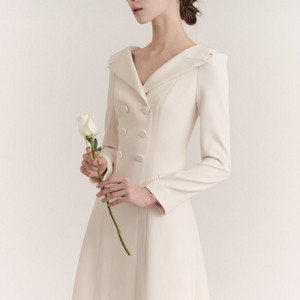 그레이스유 오프숄더 자켓 원피스 크림 S사이즈