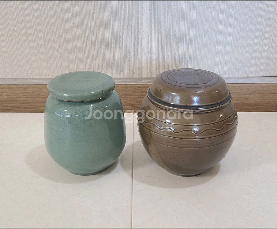 도자기 항아리 질그릇 전통옹기 2개--0