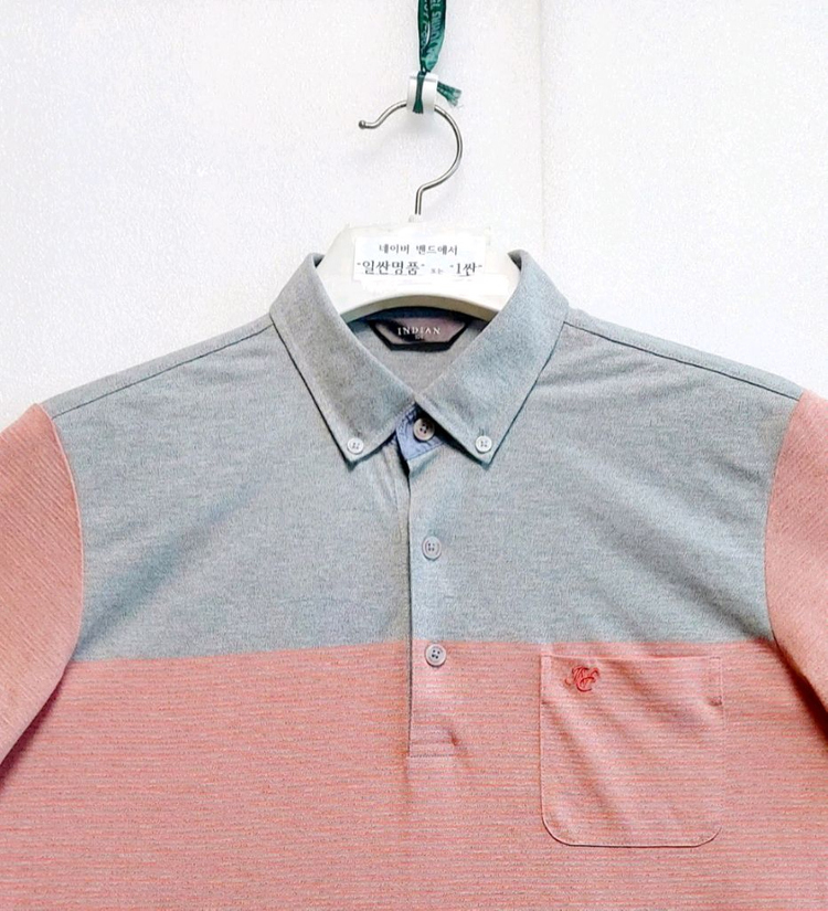 새제품급/인디안 남성반팔티100 폴로 카라티 이미지