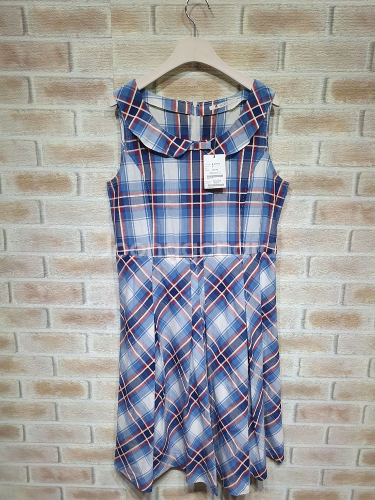 택부착 BCBG 정품 339,000 블루체크 원피스66--5