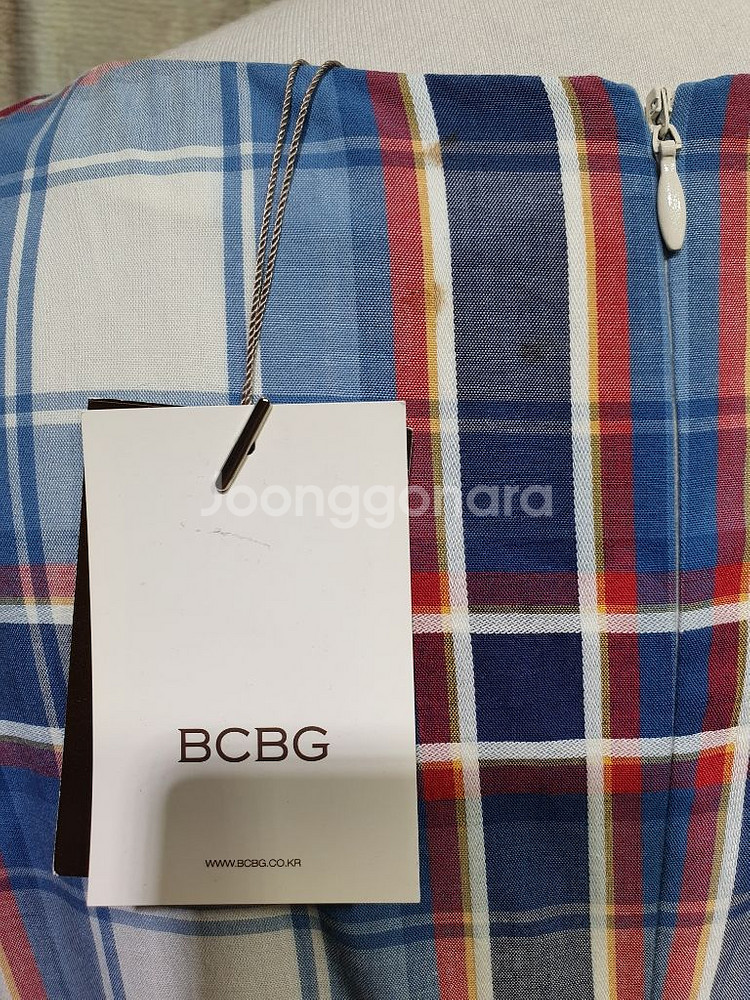 택부착 BCBG 정품 339,000 블루체크 원피스66--9