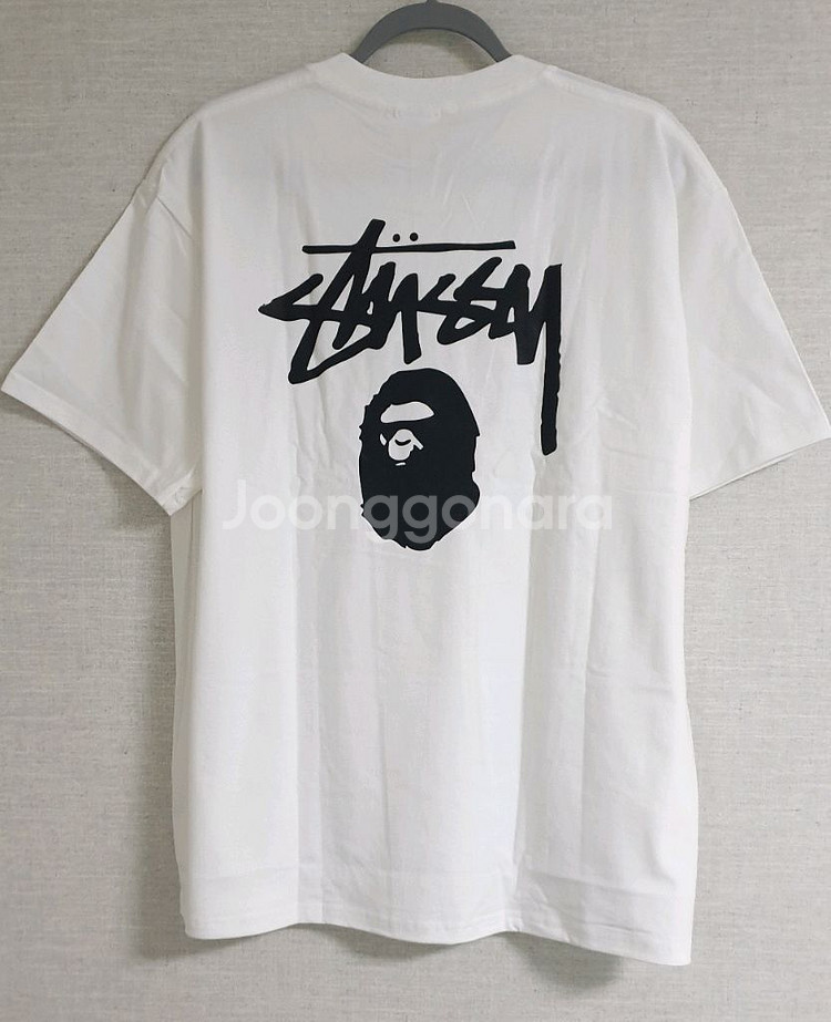 베이프x스투시 반팔티 화이트, 블랙 2XL 팝니다.--4