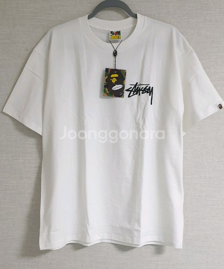 베이프x스투시 반팔티 화이트, 블랙 2XL 팝니다.--3