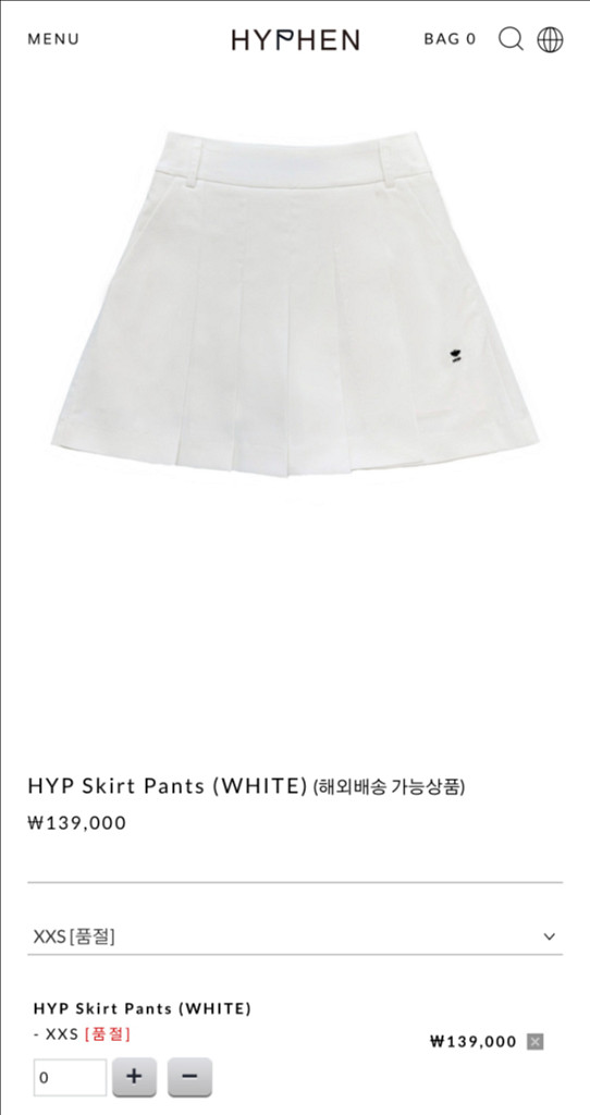 하이픈골프 테니스 HYP 스커트 팬츠 화이트 색상 XX--3