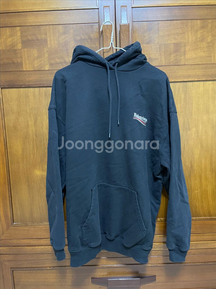발렌시아가 웨이브로고 후드 블랙 s--0