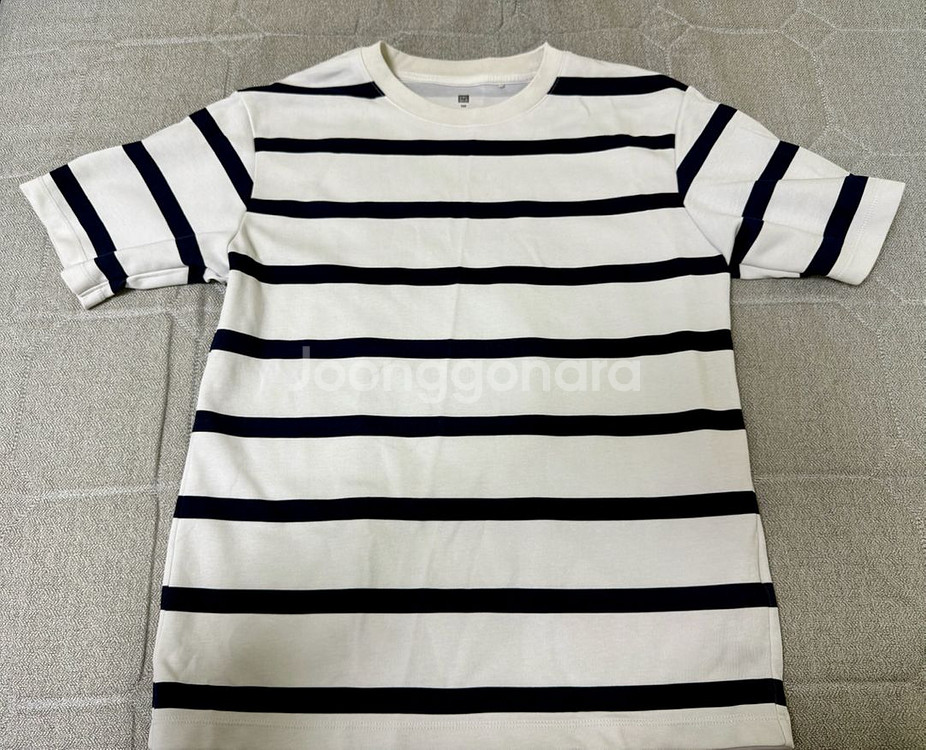 유니클로 Airism 코튼 스트라이프 크루넥T--0