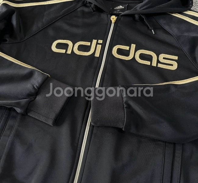 아디다스 검골 금장 블랙 후드 여자 져지집업 90/S--2