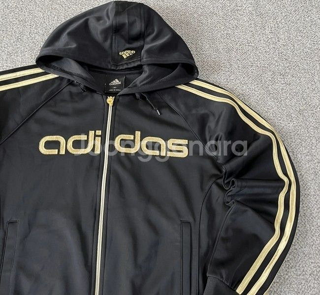 아디다스 검골 금장 블랙 후드 여자 져지집업 90/S--1