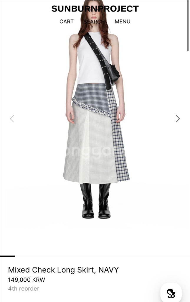 Mixed Check Long Skirt, NAVY--0