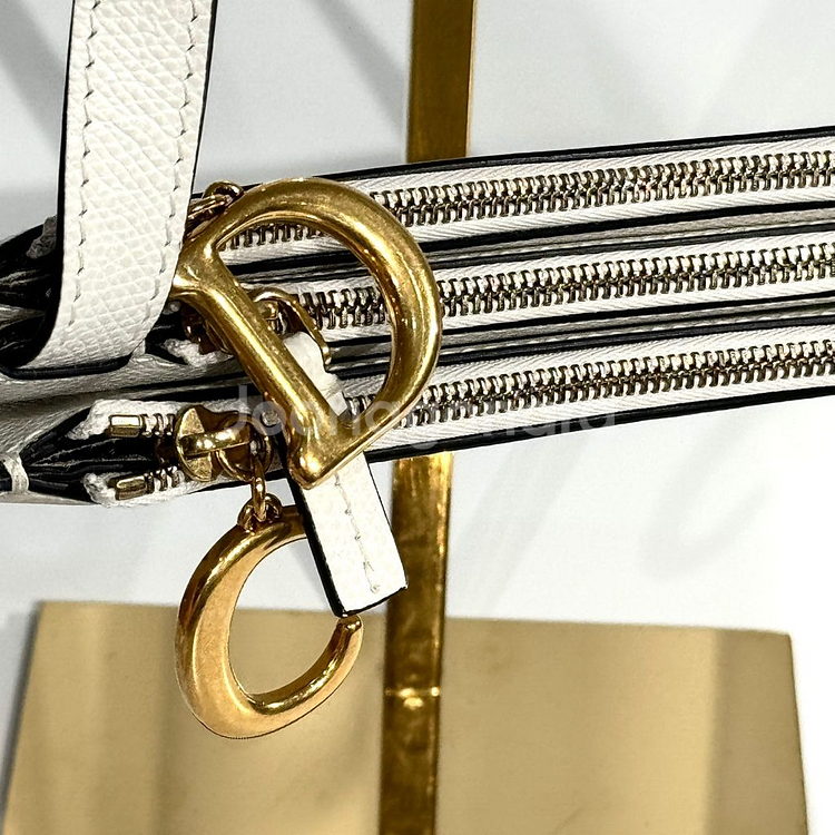 [정품]디올 3단 새들 트리오 크로스백 화이트--4