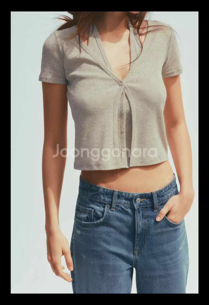 새상품)자라 홀터 가디건 티셔츠--0