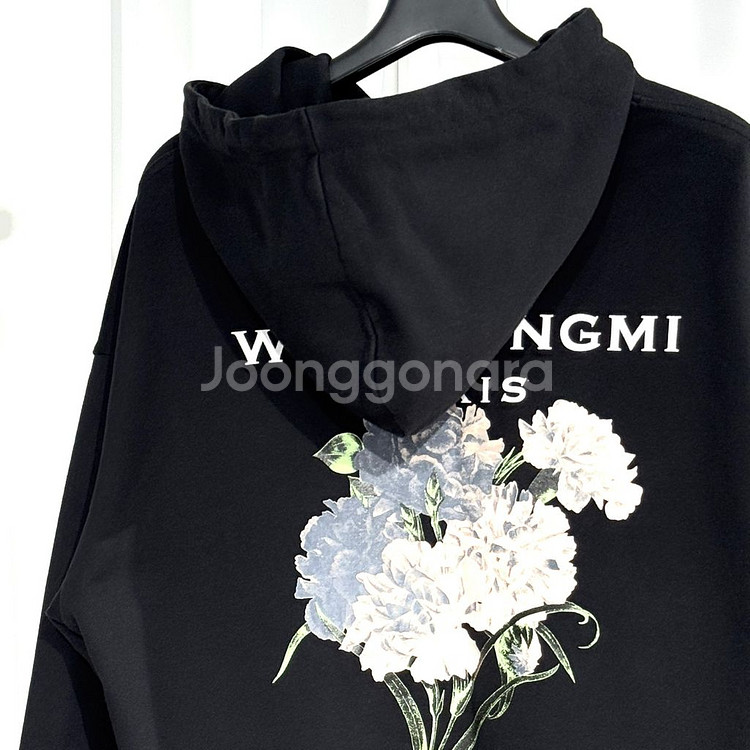 [48사이즈]우영미 플라워 백로고 후드티--1