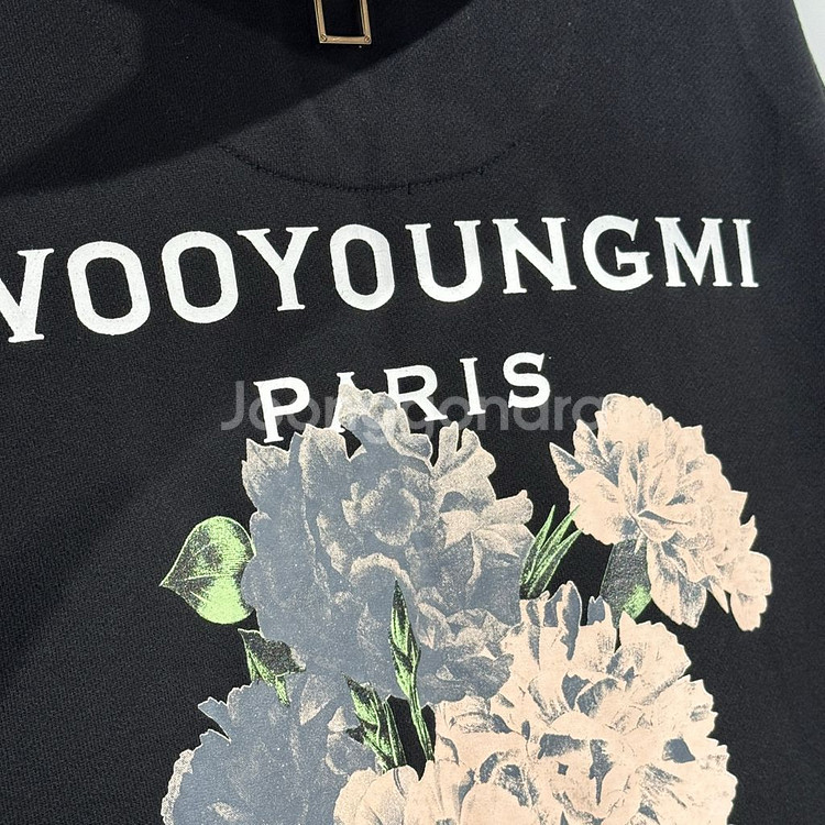 [48사이즈]우영미 플라워 백로고 후드티--3