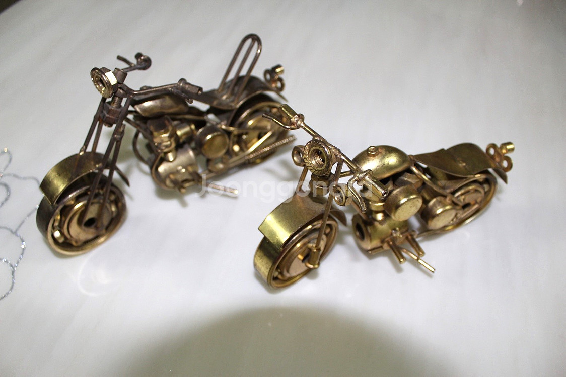 오토바이 2종 모형 고급 황동 동상--1
