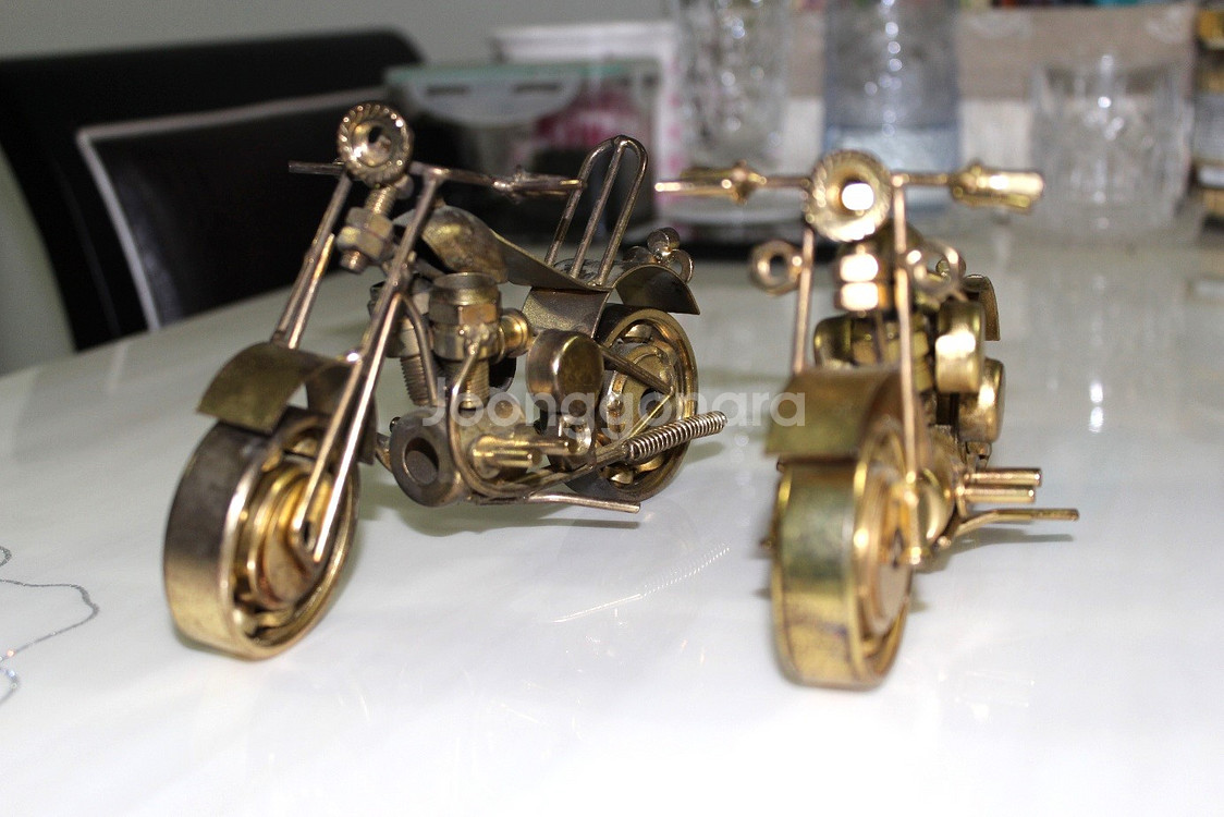 오토바이 2종 모형 고급 황동 동상--5