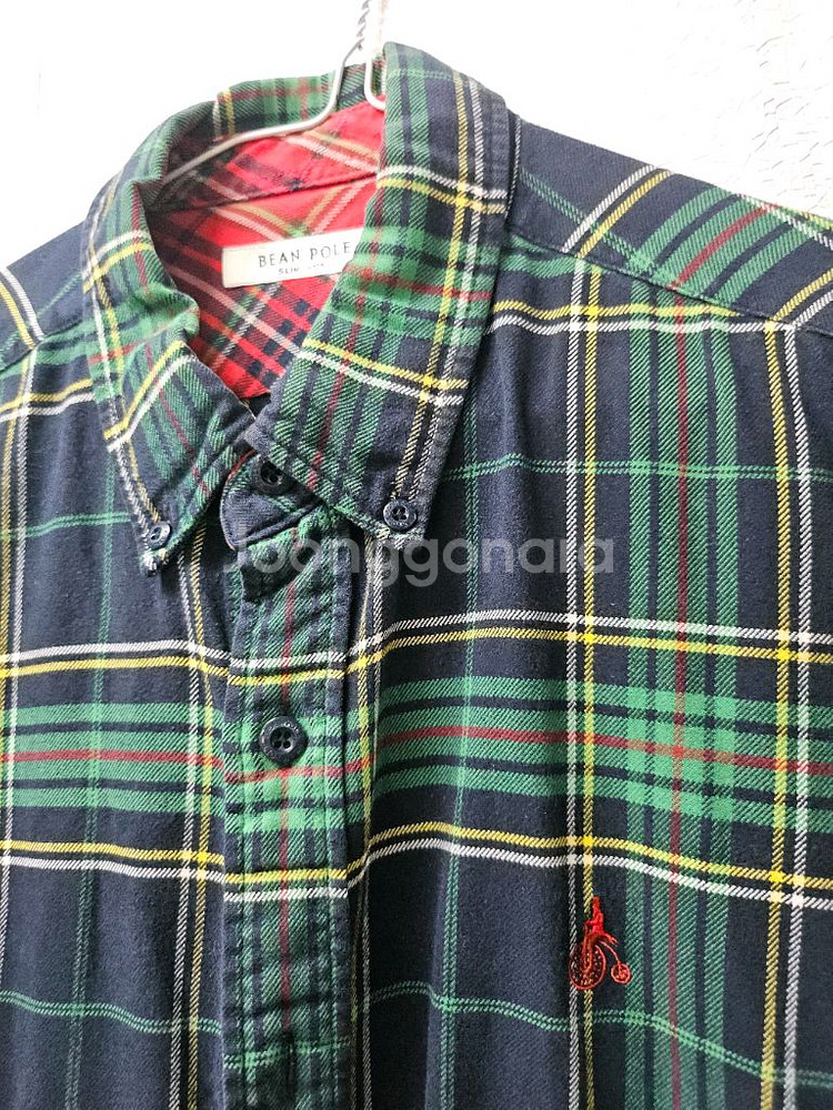 빈폴 그린 체크 셔츠 남방 105 가을 겨울용 다림--0