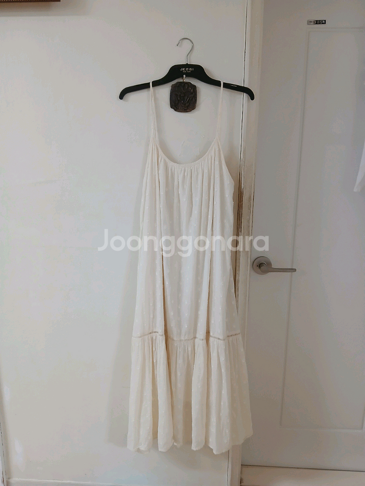 아이보리 롱 뷔스티에 레이어드 끈 원피스--0