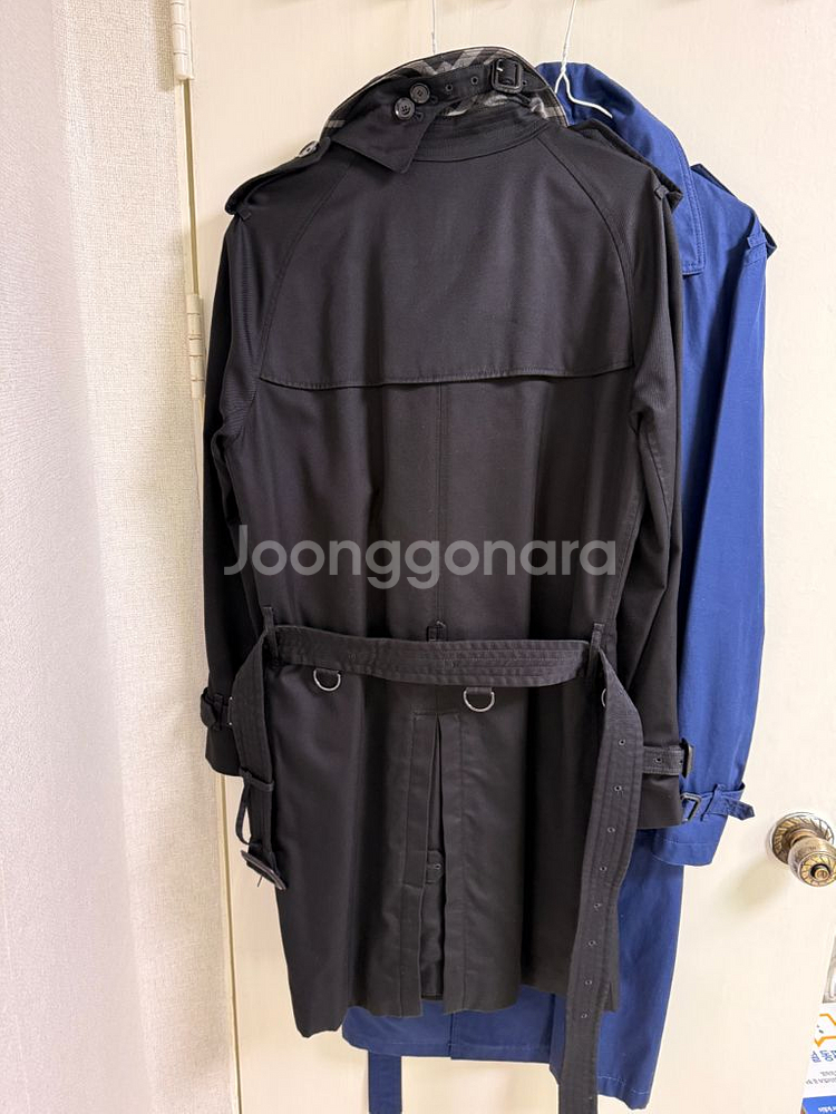 버버리 트렌치 코트 (블랙, 사이즈 48, 미들렝스)--3