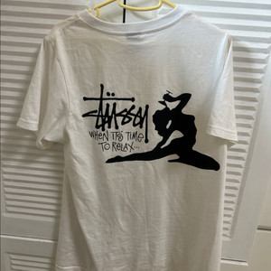 스투시 흰색 릴랙스 반팔 티셔츠