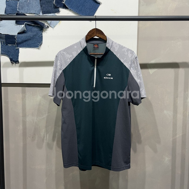 (110) 아이더 등산 아웃도어 기능성 반집업 반팔 티--0