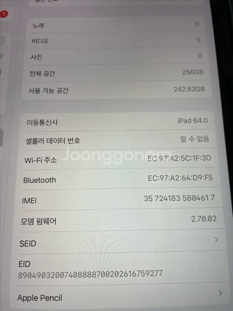 아이패드 에어 m3 11인치 256 셀룰러 애케플--5