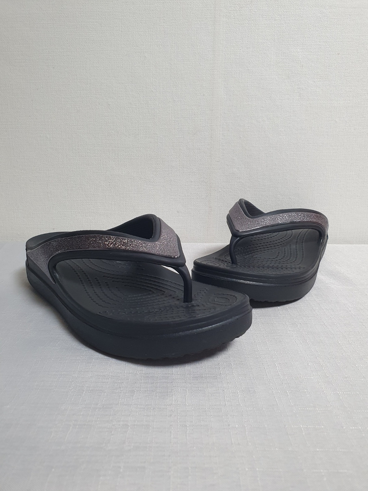 크록스 슬론 샤인 플립플랍 쪼리 블랙/실버 240mm--4