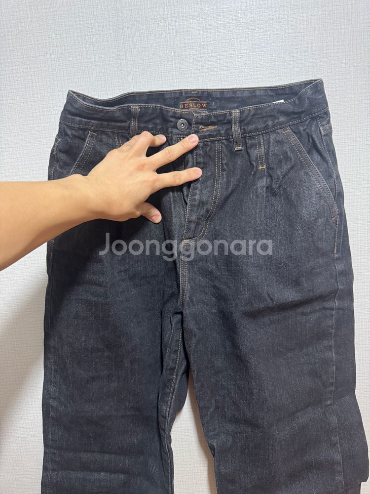 비슬로우 와이드 블랙 데님 팬츠 30--0