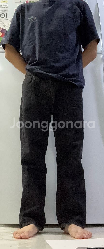 비슬로우 와이드 블랙 데님 팬츠 30--1
